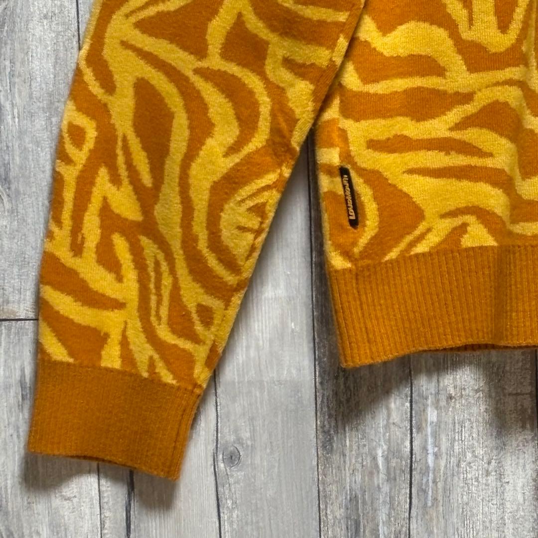 ラウドマウス　ニット　セーター　ハーフジップ　総柄　ビックロゴ　ウール混　L