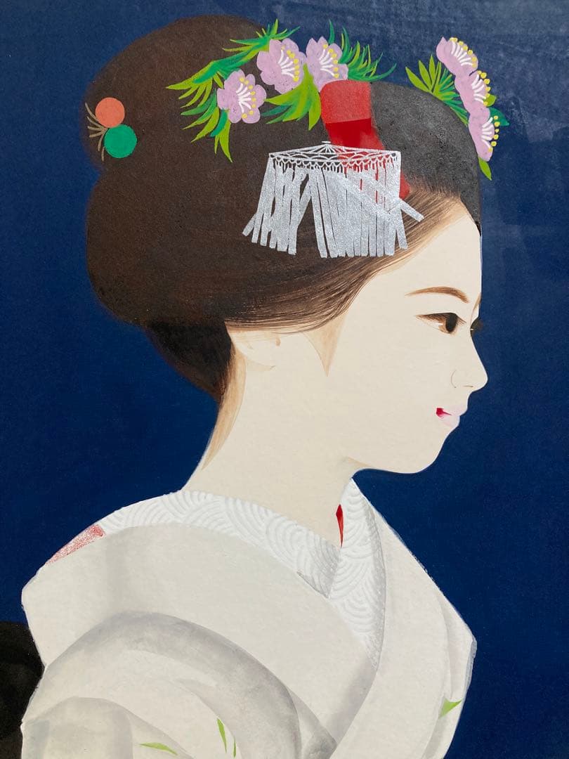 【真作保証】清水達三「舞妓」10号 直筆サイン 共シール 美人 額装 絵画