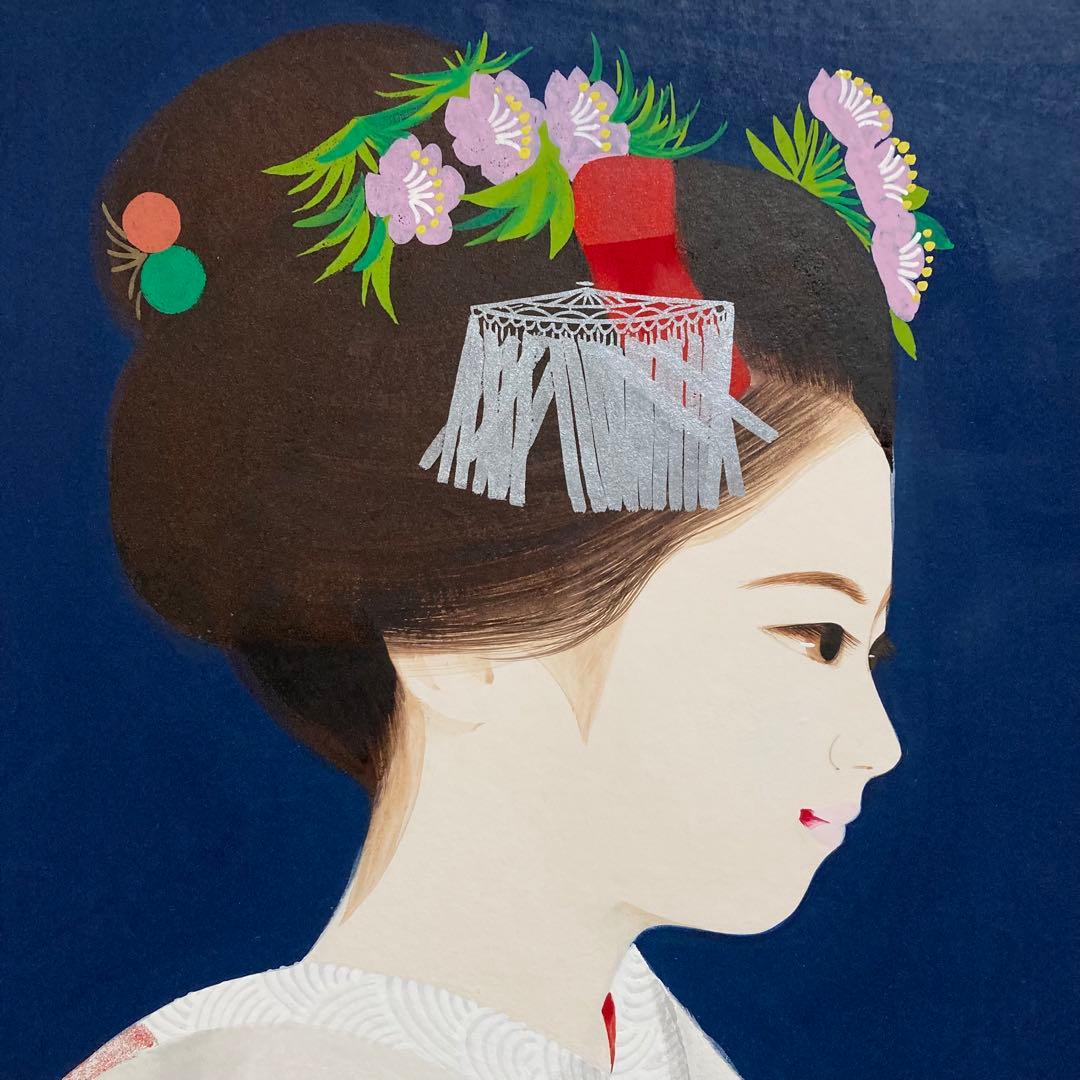 【真作保証】清水達三「舞妓」10号 直筆サイン 共シール 美人 額装 絵画