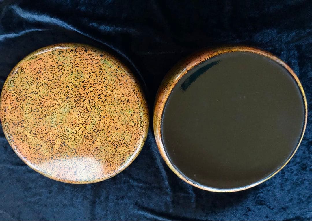 絢爛！瑠璃色おひつ ・茶櫃・漆器・茶碗入れ・収納箱★モダン・レトロ・ヴィンテージ