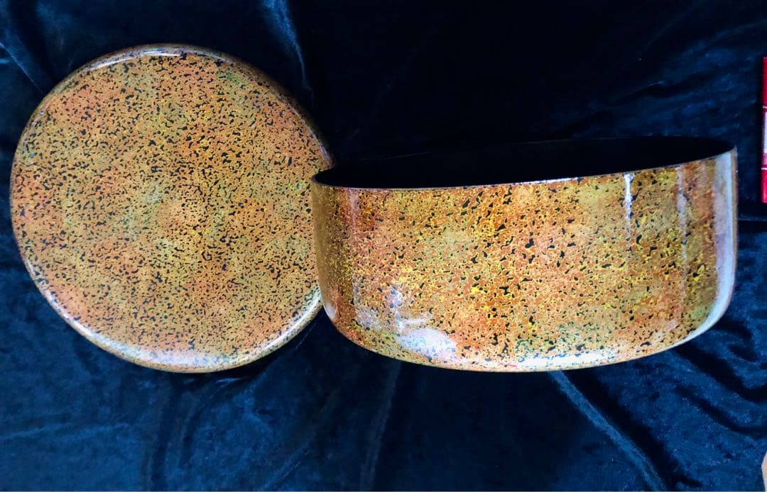 絢爛！瑠璃色おひつ ・茶櫃・漆器・茶碗入れ・収納箱★モダン・レトロ・ヴィンテージ