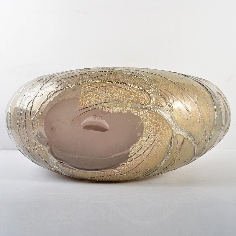 マロン富山ガラス作家安田泰三作　花器　「さざなみ」　共箱　M　R5860B