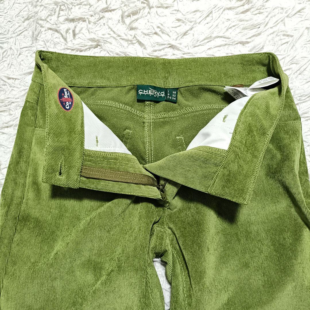 ​美品 CHERVO シェルボ ゴルフパンツ コーデュロイ レディース 38 緑