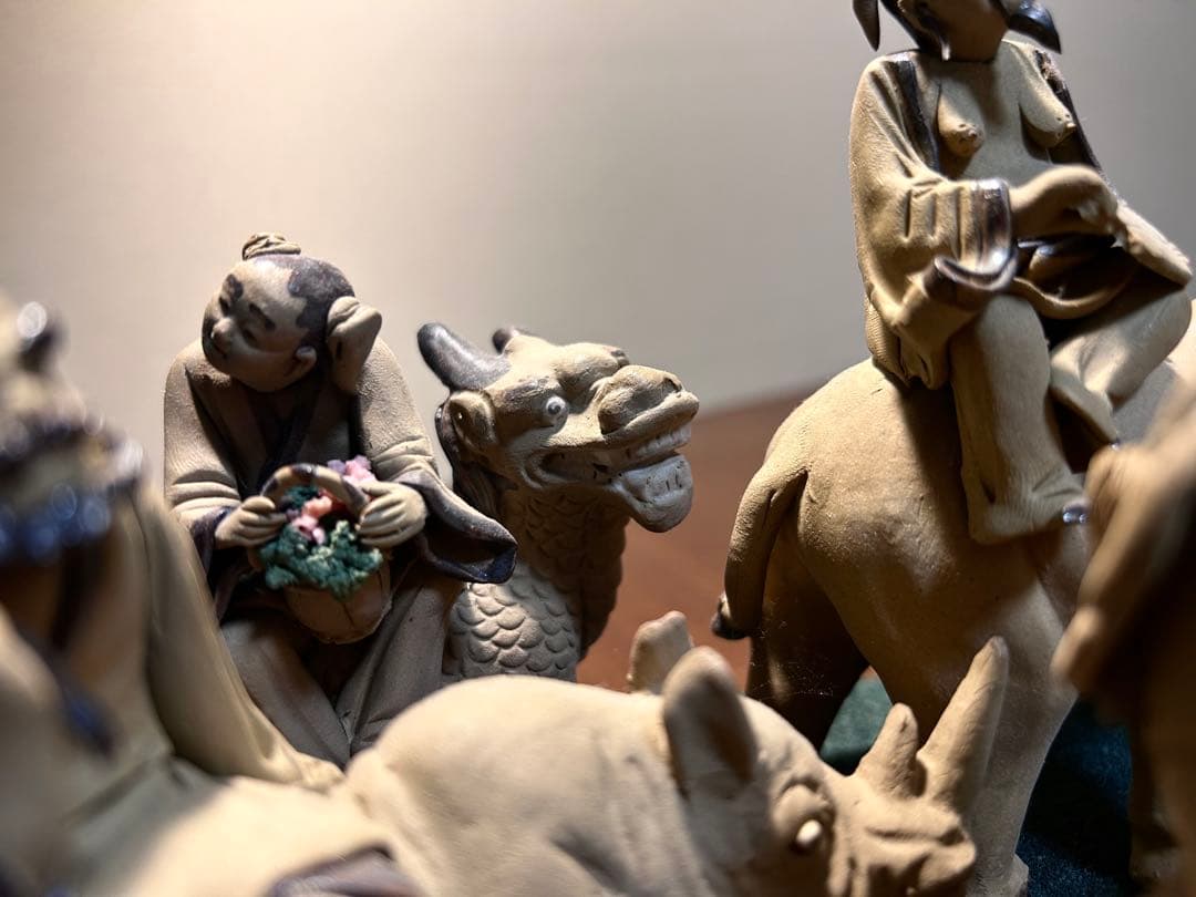 中国美術　工芸品 石湾人形　神獣八仙　(大)