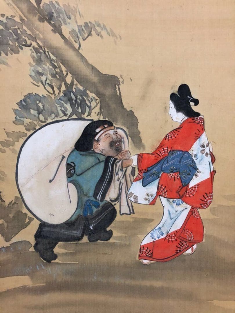 北斎戴斗 『大黒美人図 』 掛軸 / (葛飾北斎)師　日本画　浮世絵　肉筆