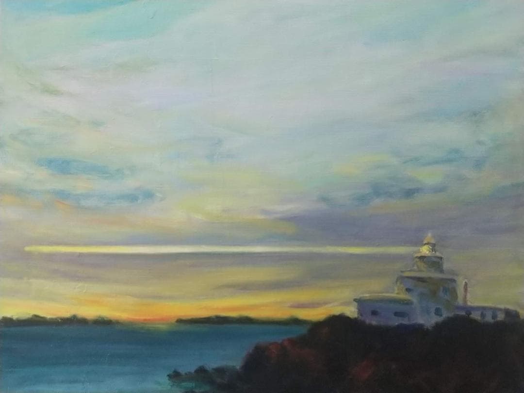 F10「納沙布岬灯台」油彩画 油絵 絵画 アート