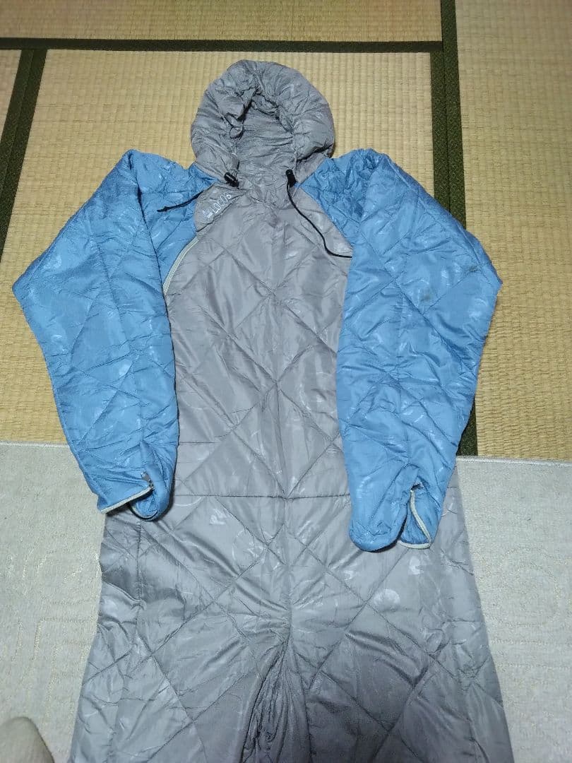 LOGOS フード付きシュラフ グレー/ブルー