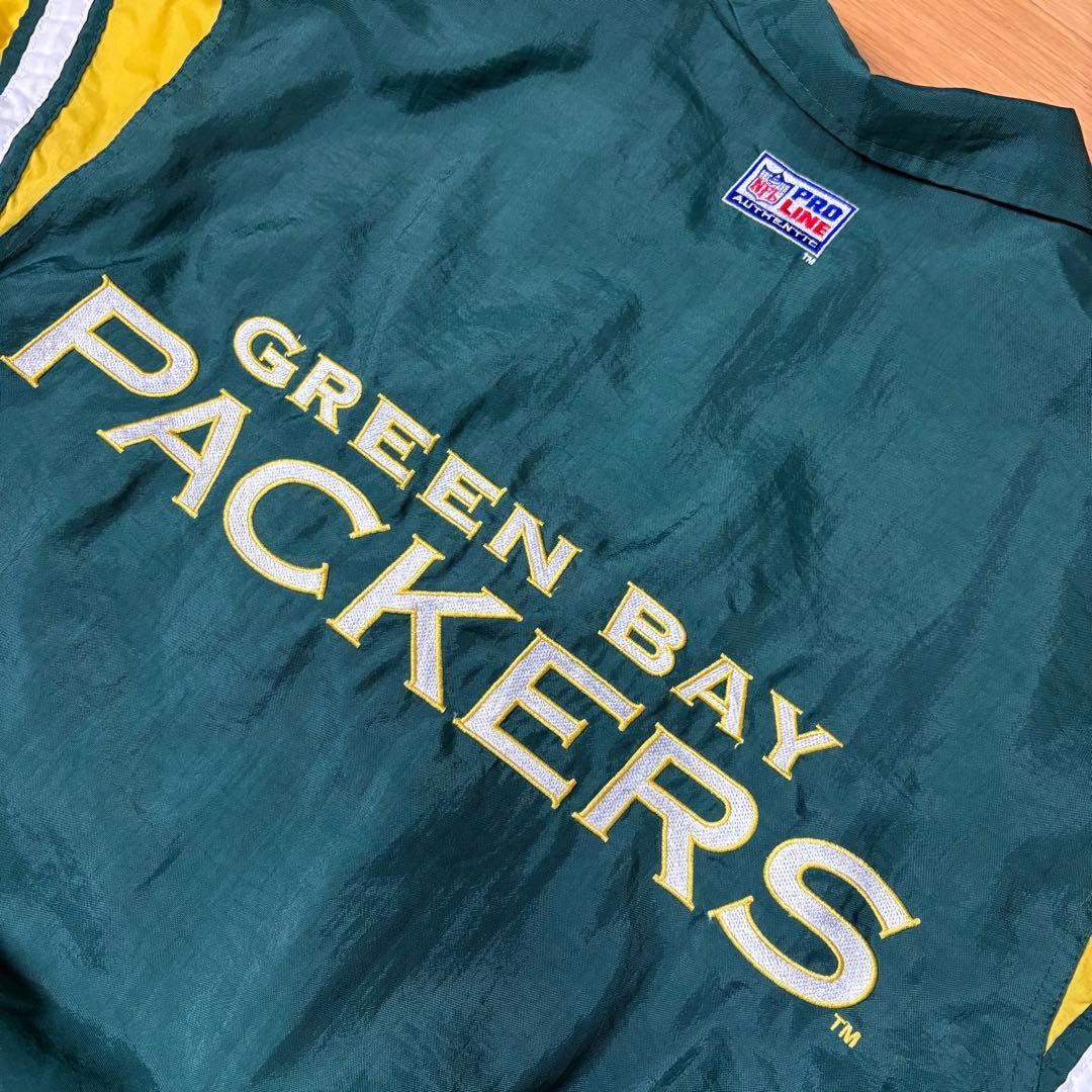 【90s】 NFLパッカーズロゴアスレチッ クナイロンジャケット刺繍グリーンL相