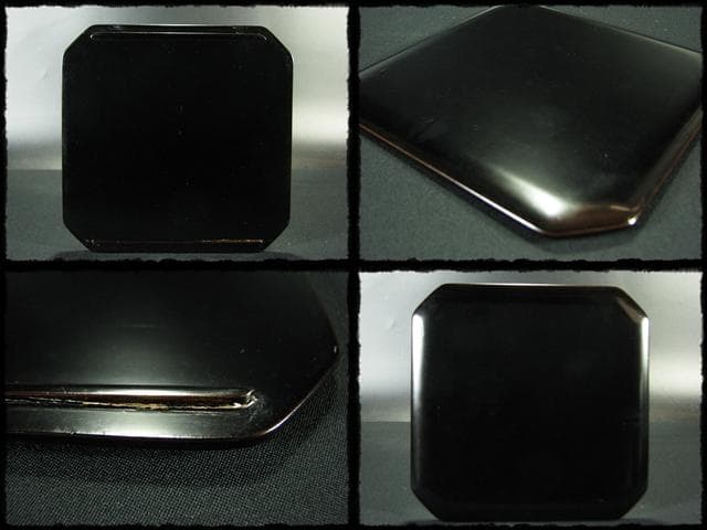 京塗名工 岡田 表寛 利休形 縁高 黒真塗 五重 菓子器 茶道具 共箱 g1