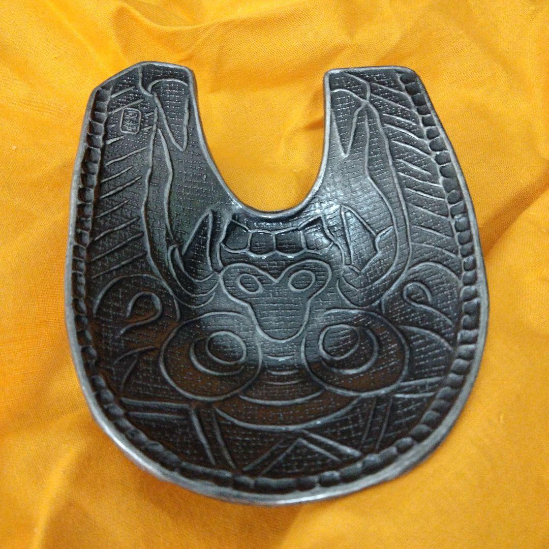 【人間国宝】煎茶茶托　佐々木象堂写し　鬼瓦茶托　鋳銅製　５客揃　箱付　黄布付