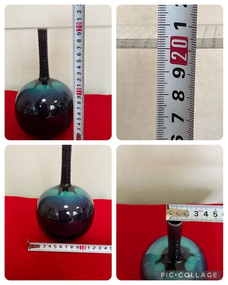 人間国宝  徳田八十吉（正彦銘）  彩釉 花生 T172 共箱 共布 陶歴付