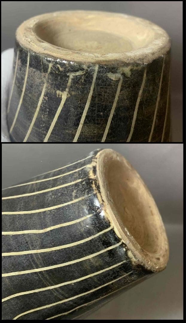 中国 磁州窯写白地黒龍梅瓶　f2250411