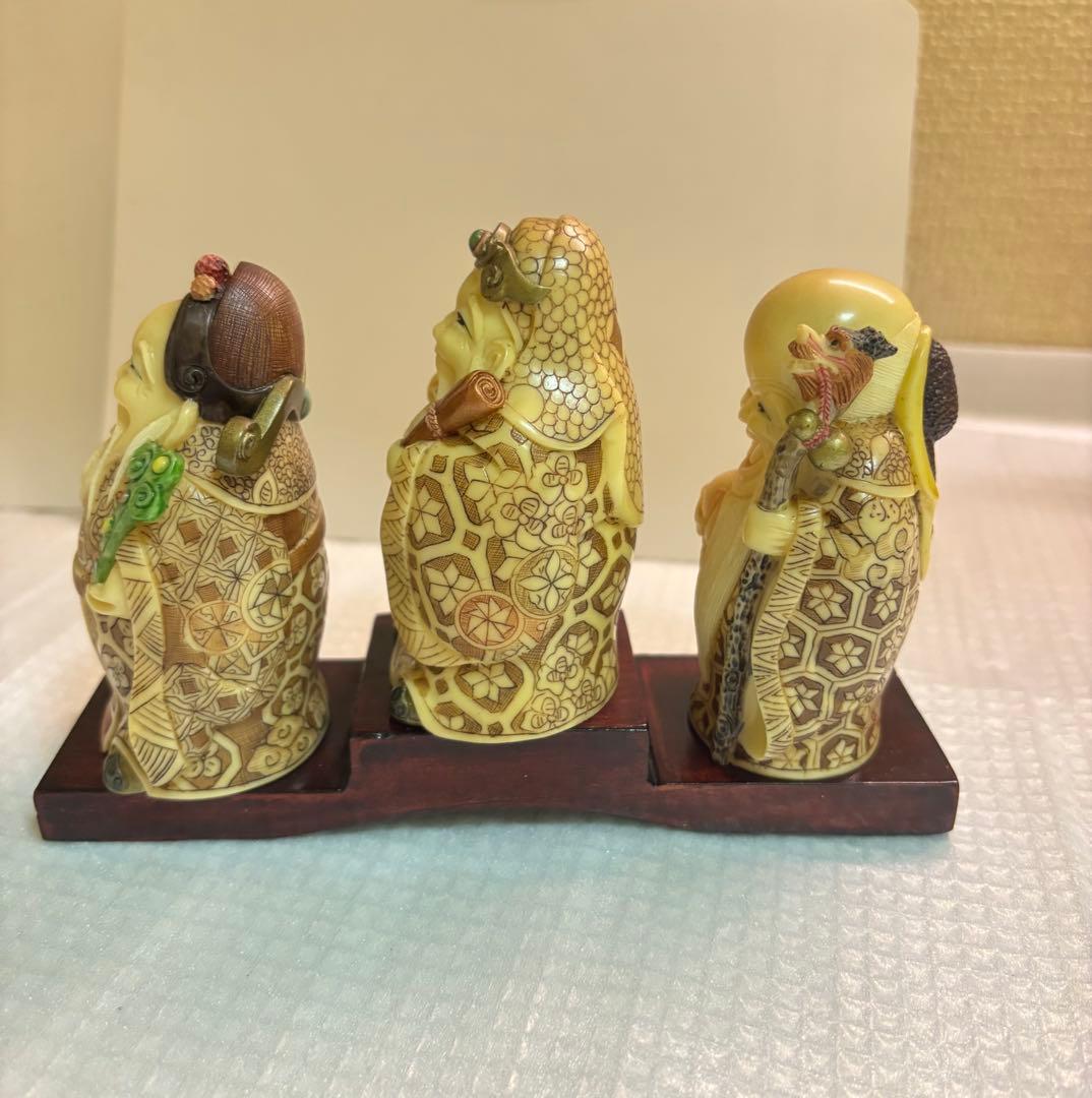 福祿壽 アイボリージェイド石の彫刻品