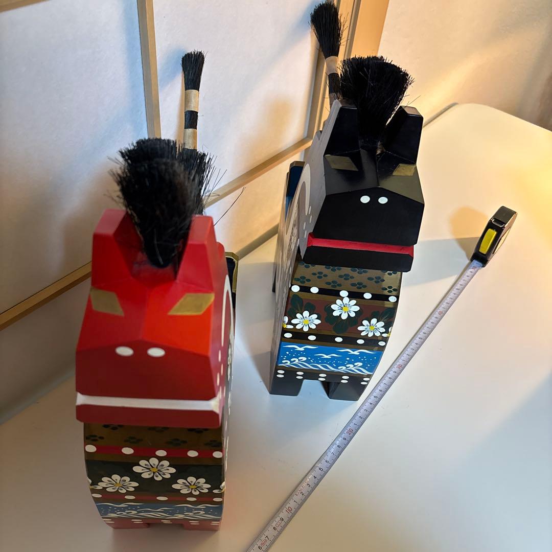 特大 大きい 八幡馬　高さ 33センチ 2個セット 赤 黒 希少 立派 高価