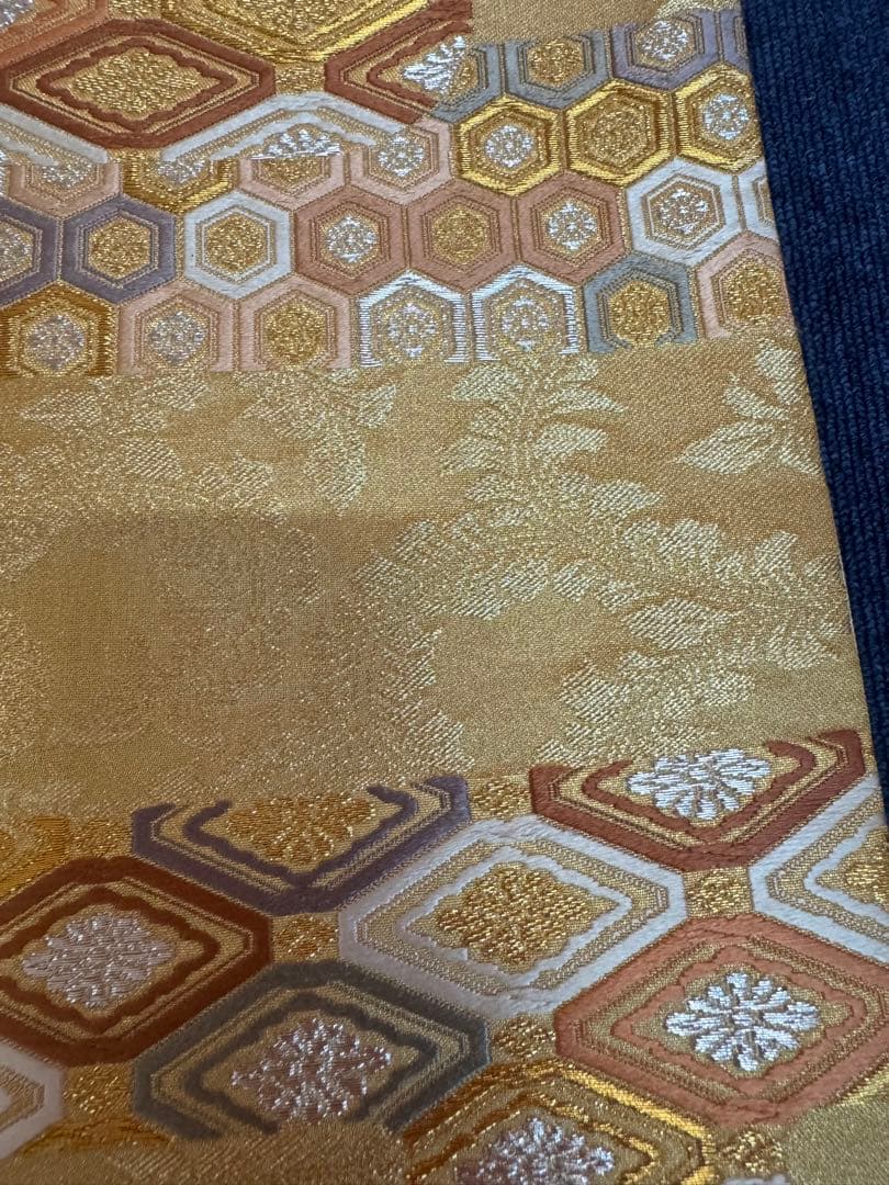 1932 袋帯 古代彫金紋  西陣織   金糸　高級上質上品　約440cm未使用
