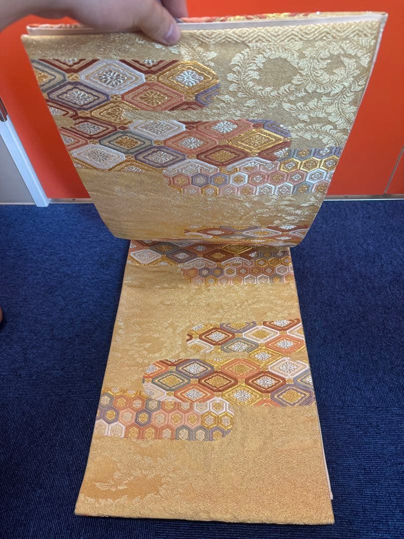 1932 袋帯 古代彫金紋  西陣織   金糸　高級上質上品　約440cm未使用