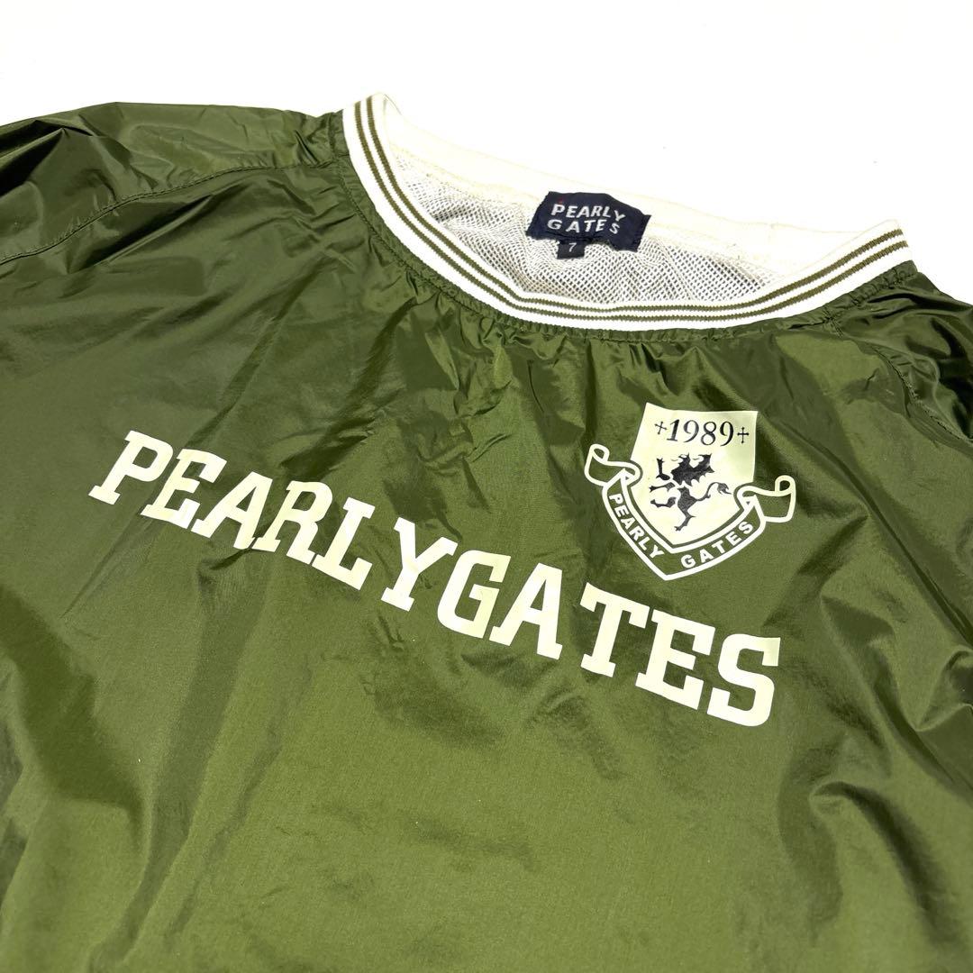 希少サイズ　パーリーゲイツ　蓄熱裏地　防寒スニード　ロゴプリント　カーキサイズ7