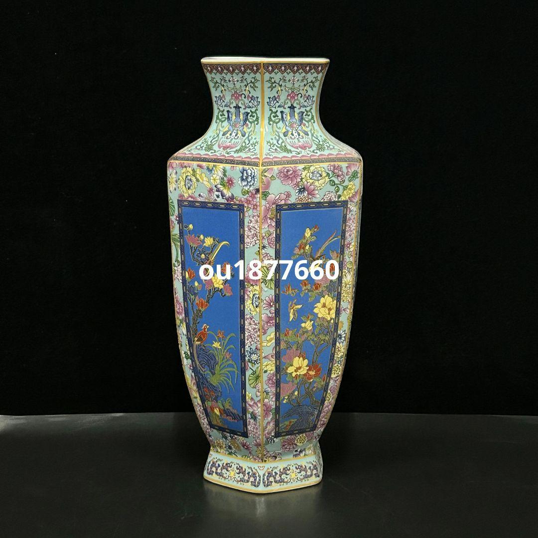 梅蘭竹菊六方瓶 景徳鎮 陶磁器 装飾品 現代工芸品 美術品 置物