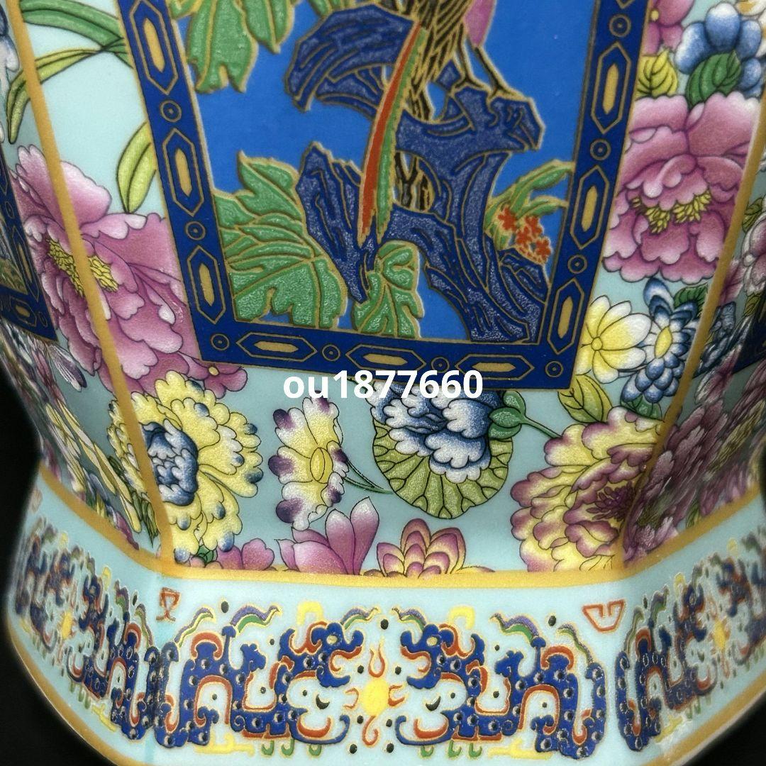 梅蘭竹菊六方瓶 景徳鎮 陶磁器 装飾品 現代工芸品 美術品 置物