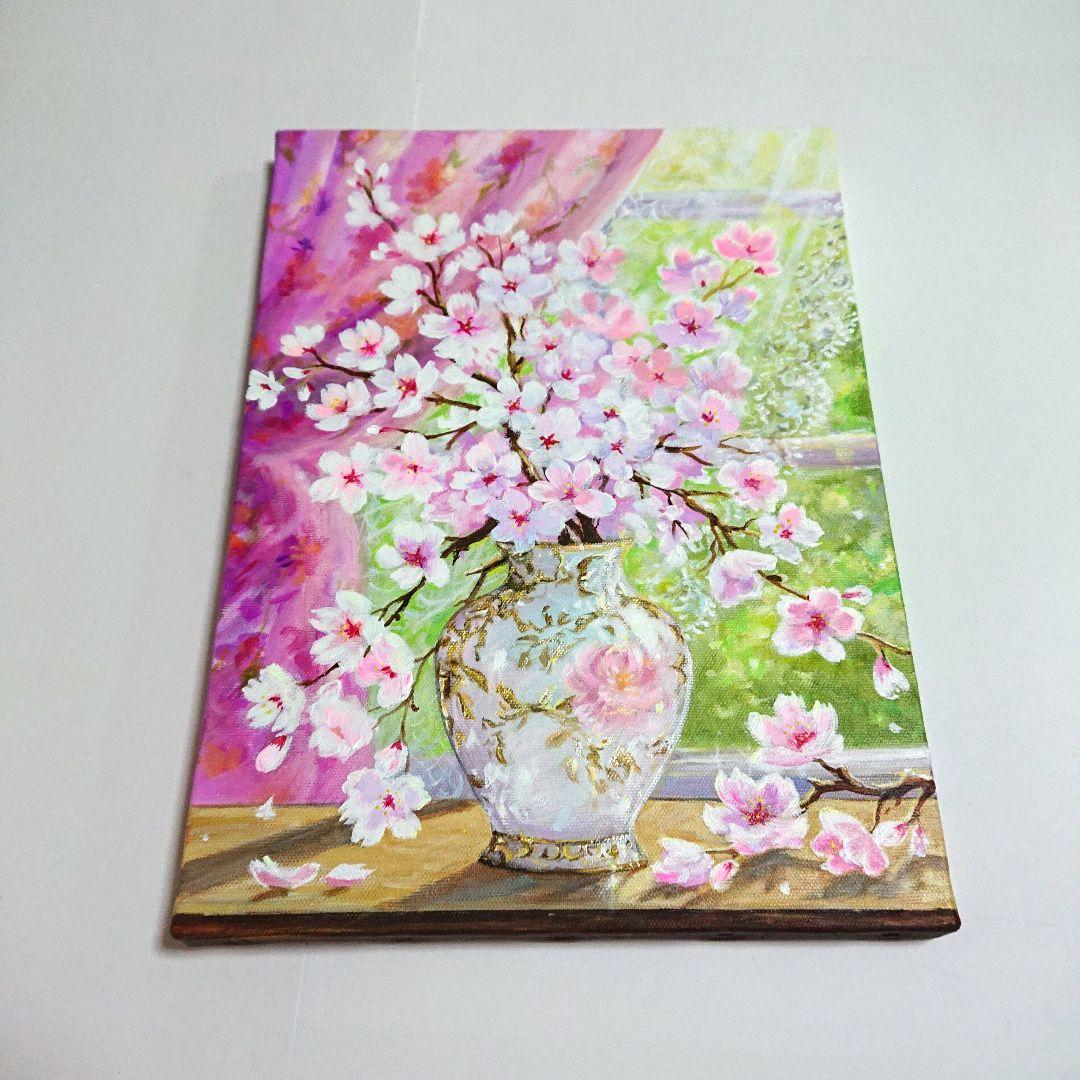 【ソメイヨシノ】アクリル画 F4 風景画 絵画