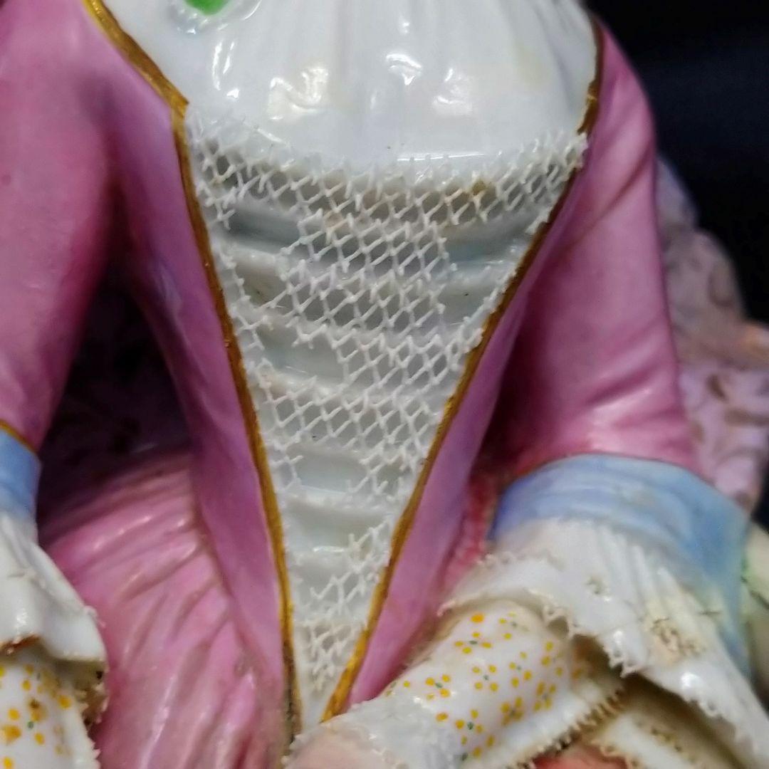 ✤1924年以前マイセン（Meissen）『糸を紡ぐ女性』