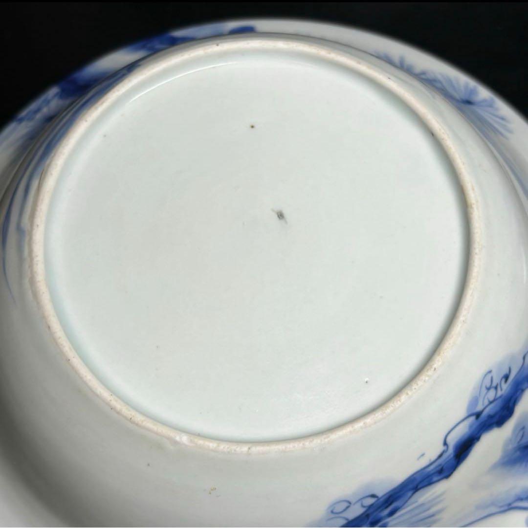 江戸期 古伊万里 染付！良き図柄！松に鷹(鷲)図！蓋物/喰籠 1点！