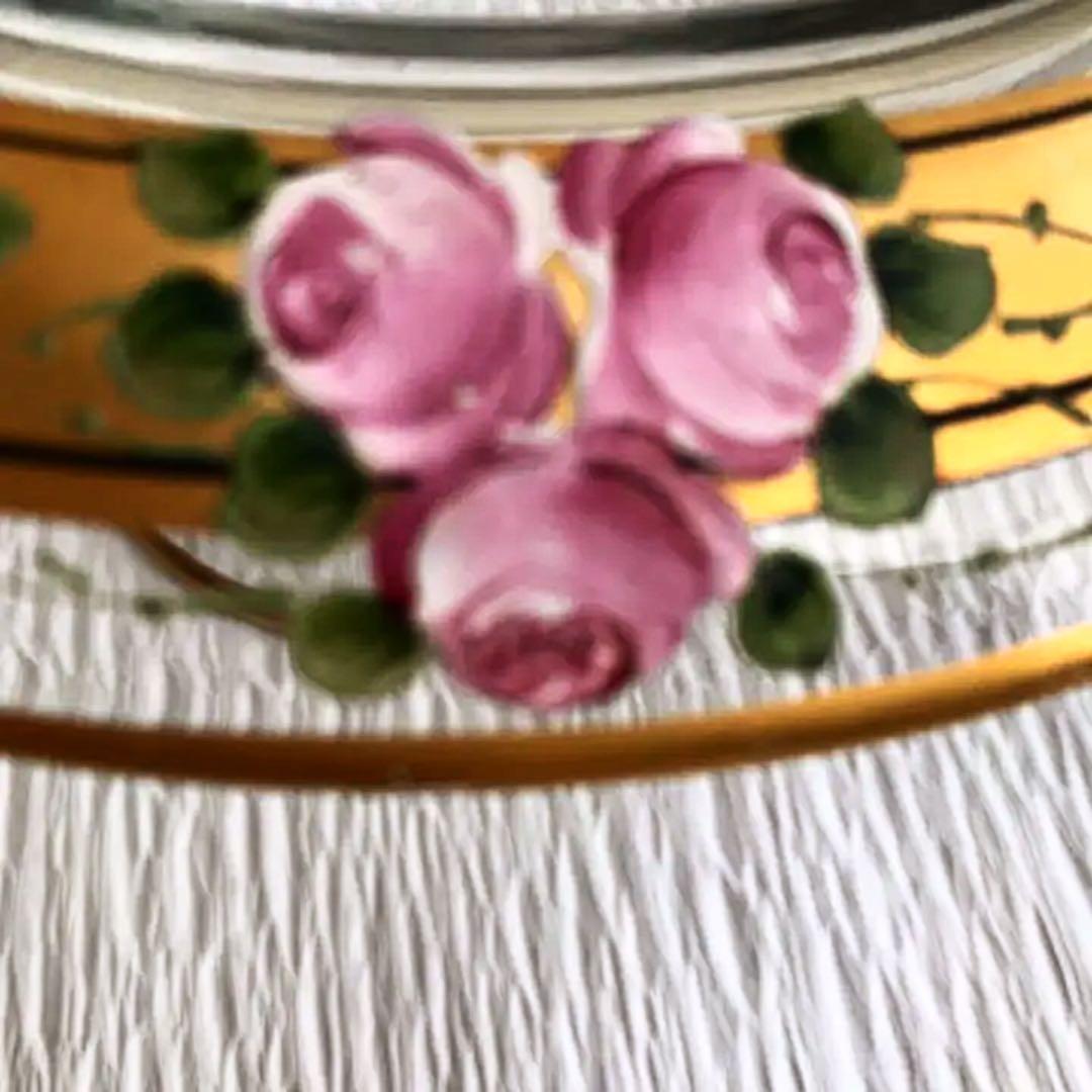 フランス　アンティーク　ガラス器　薔薇模様・金彩　共箱