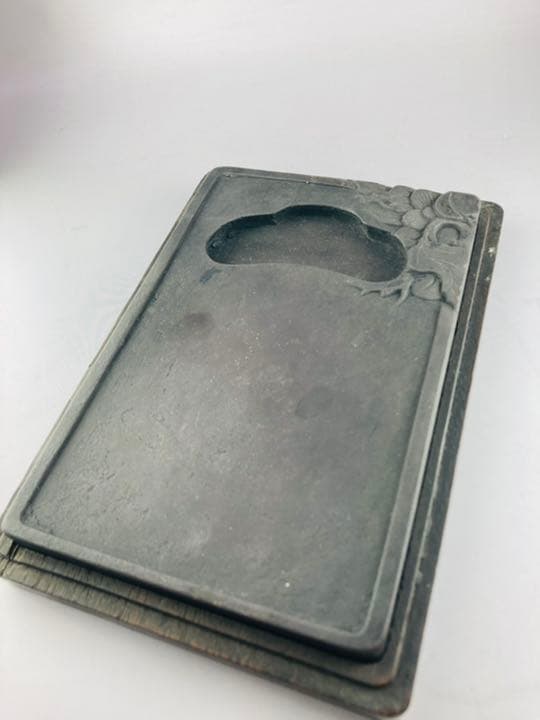 中国　中古硯　清代　火捺紋采端硯