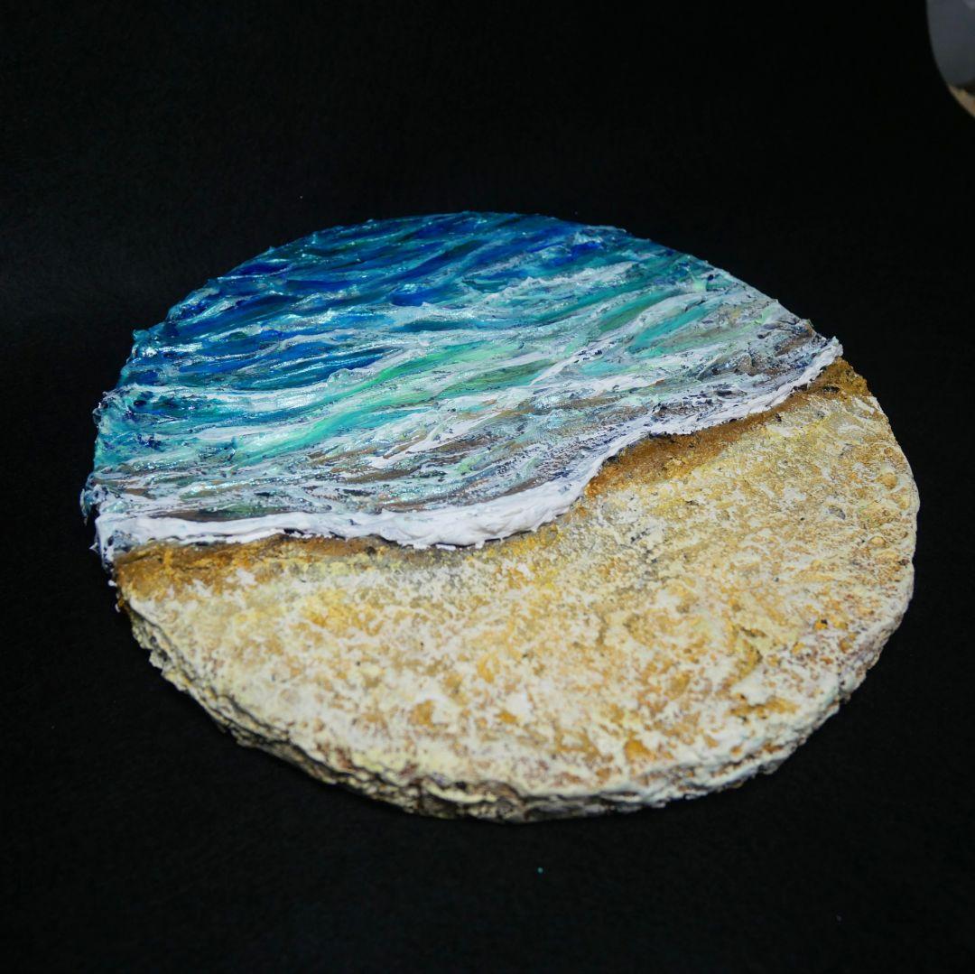 油絵 油彩 油彩画 絵 絵画 円形【丸い海】