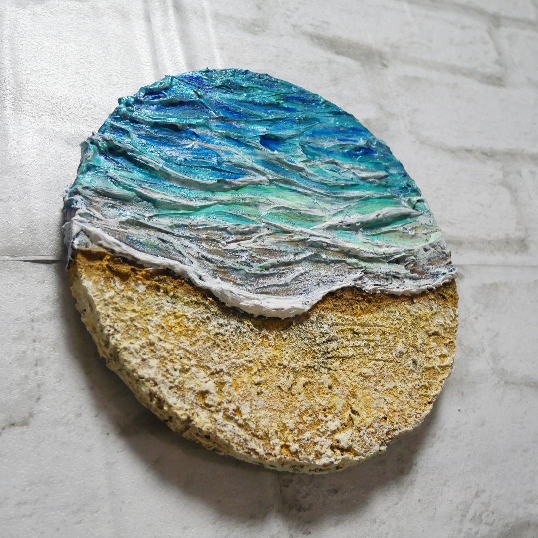 油絵 油彩 油彩画 絵 絵画 円形【丸い海】
