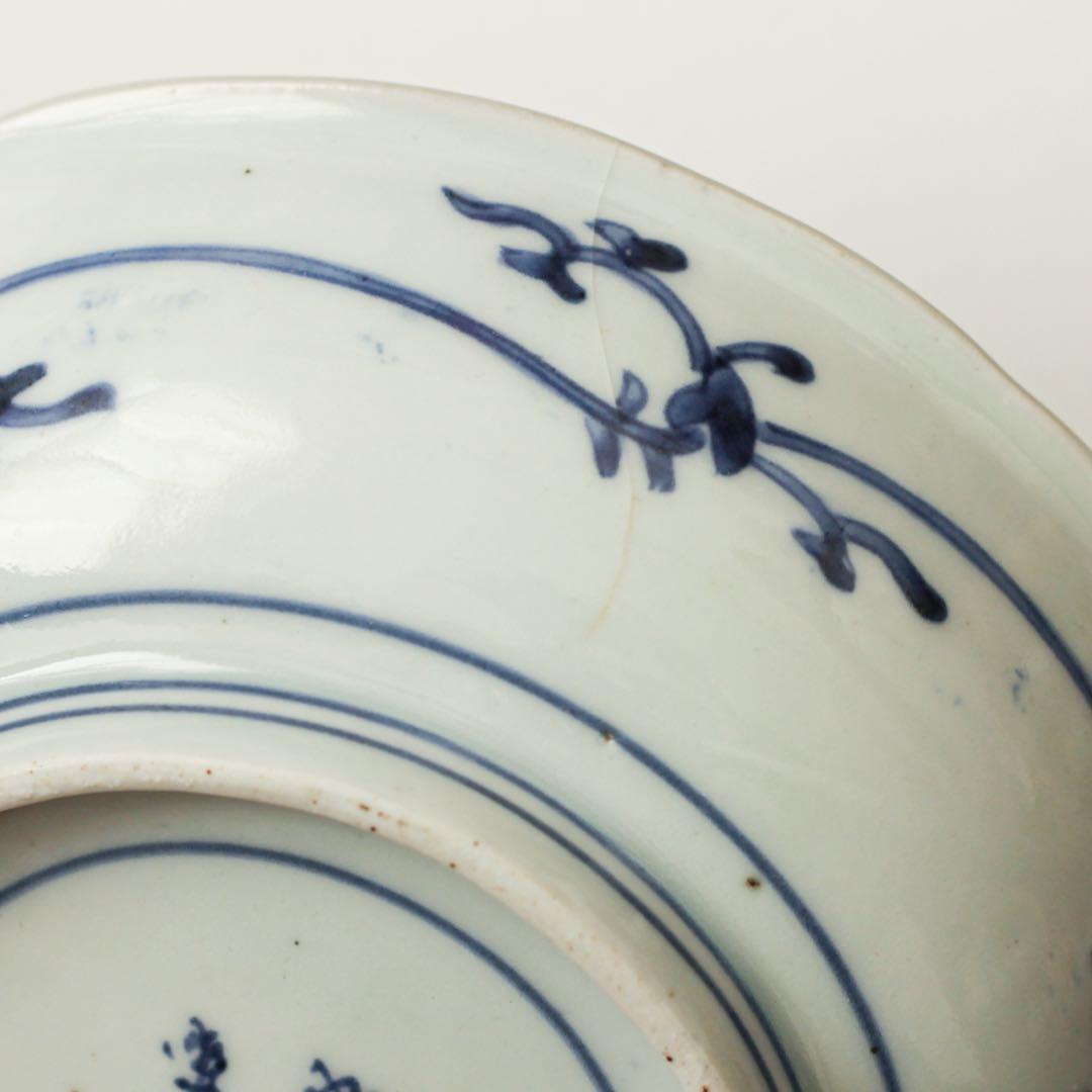 伊万里　古伊万里　江戸　中期　深皿　なます　皿　花唐草　2客セット