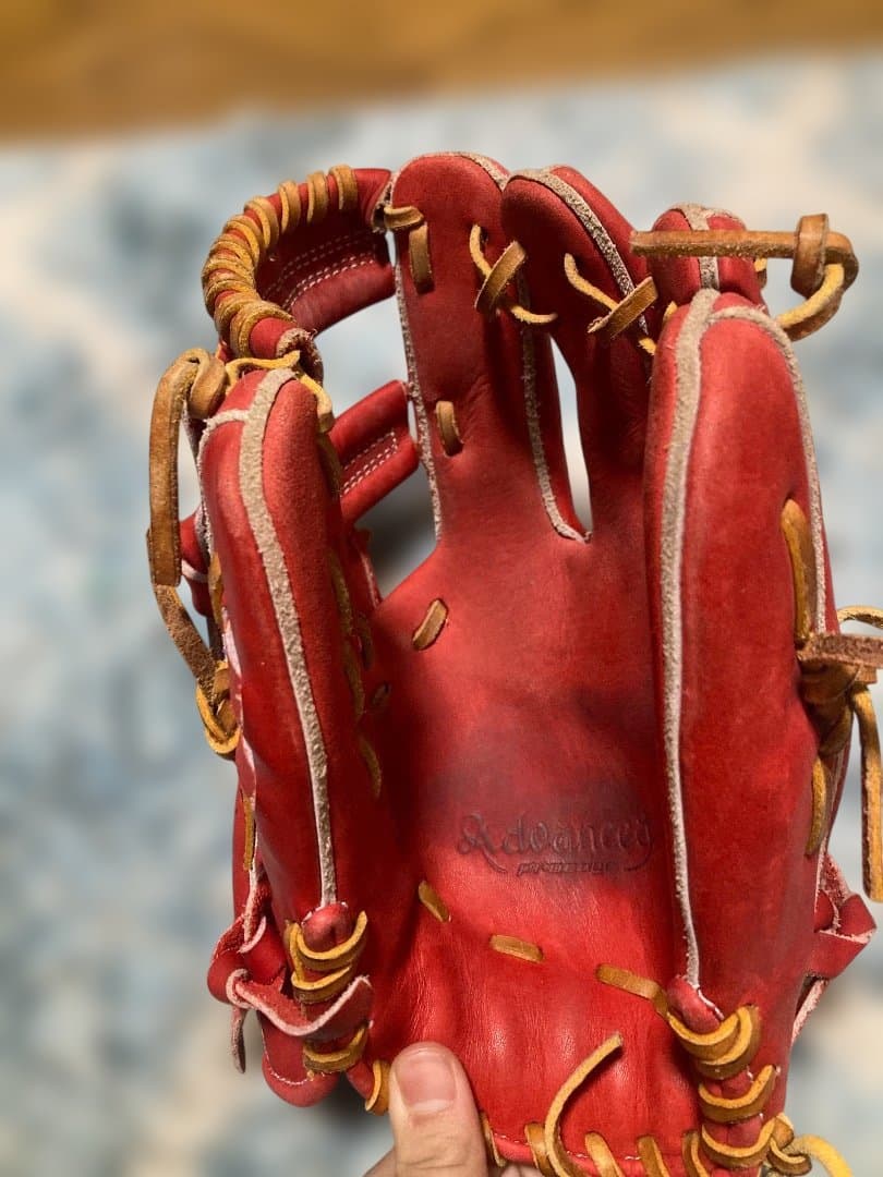 赤色 硬式グローブ 型づけ済み