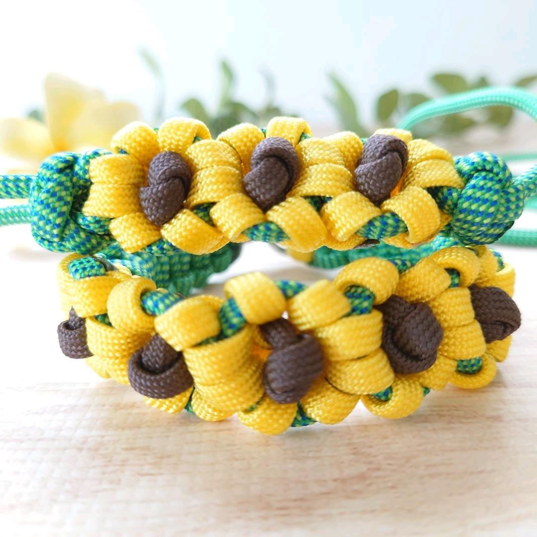 パラコードリード＆首輪　一体型　ハーフチョーク　ひまわり　№058