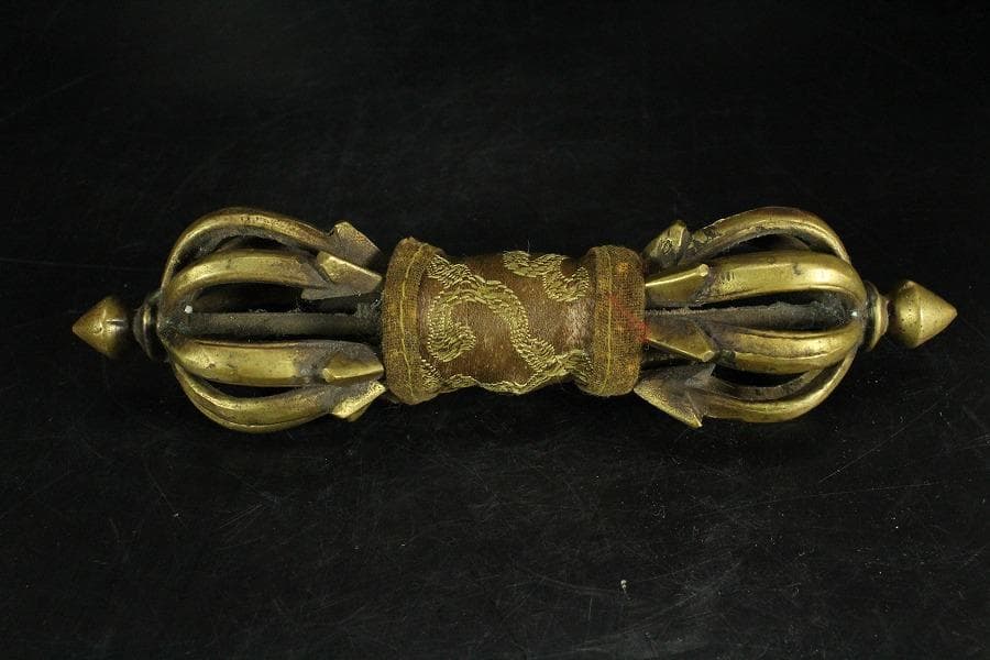 仏教美術 古銅 五鈷杵 密教 法具(K-LC971)