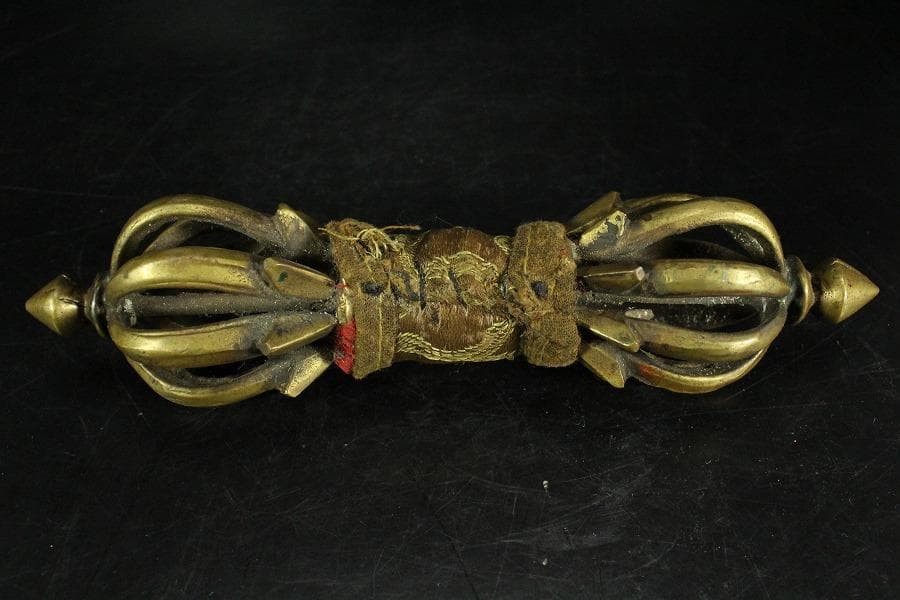 仏教美術 古銅 五鈷杵 密教 法具(K-LC971)