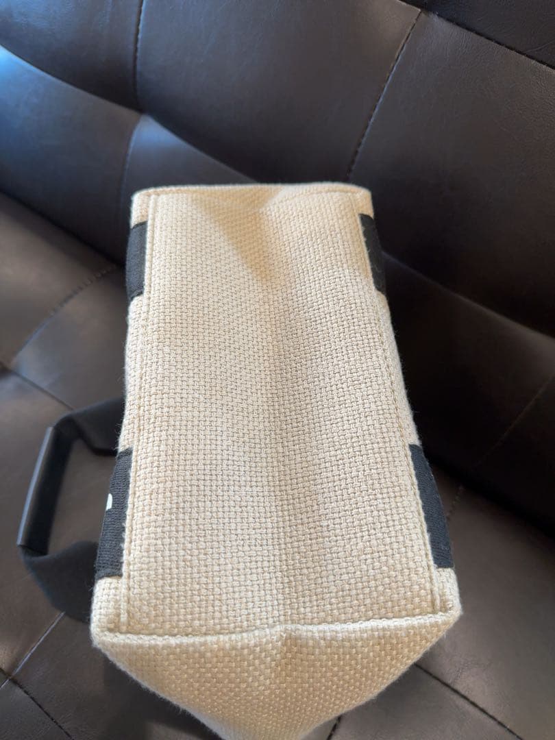 【未使用】JACKBUNNY ラウンドバッグ リネン　ベージュ・ブラック