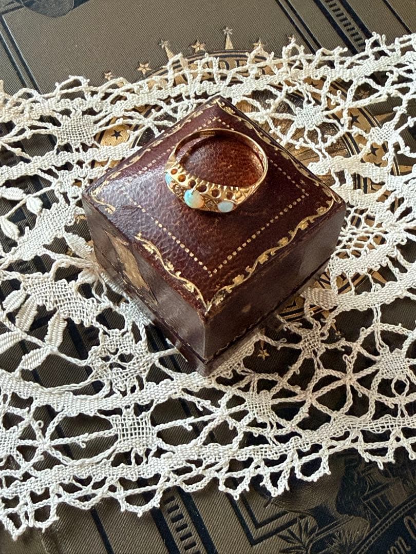 ジュエリーボックス　イギリス　アンティーク ブラウンリングケース