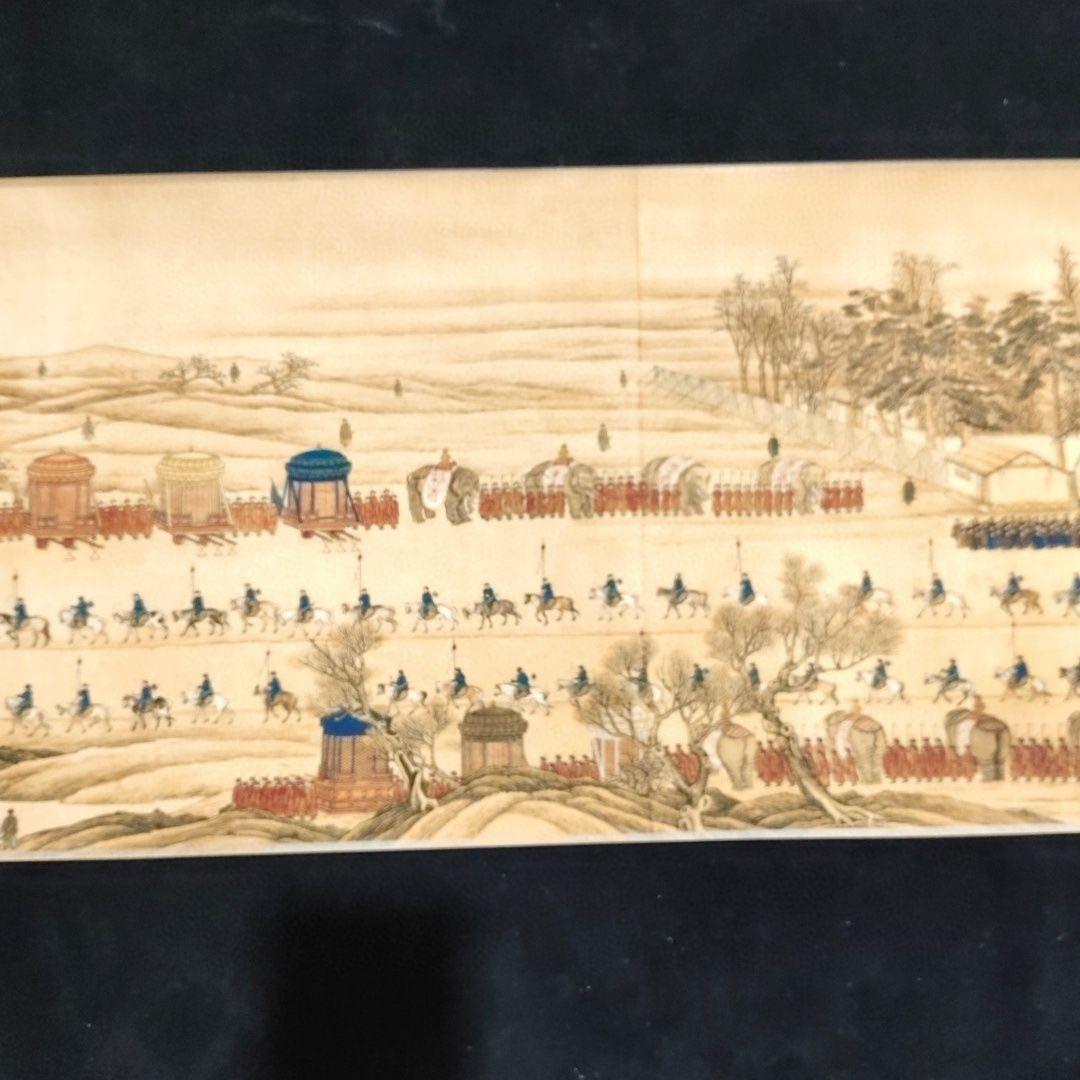 防偽小巻き画　郎世寧《乾隆南巡図》　手巻き掛軸　中国古画　宣紙