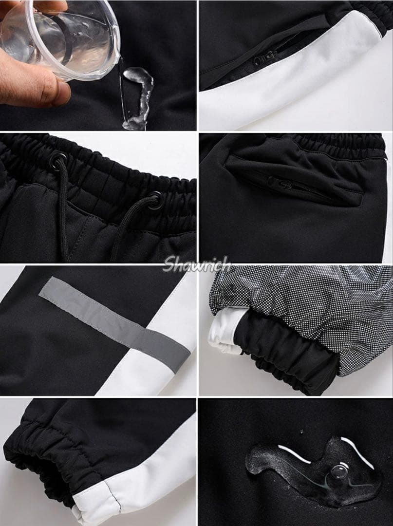 防水スノーボードウェア 女性用 ブラック/ホワイト/ピンク