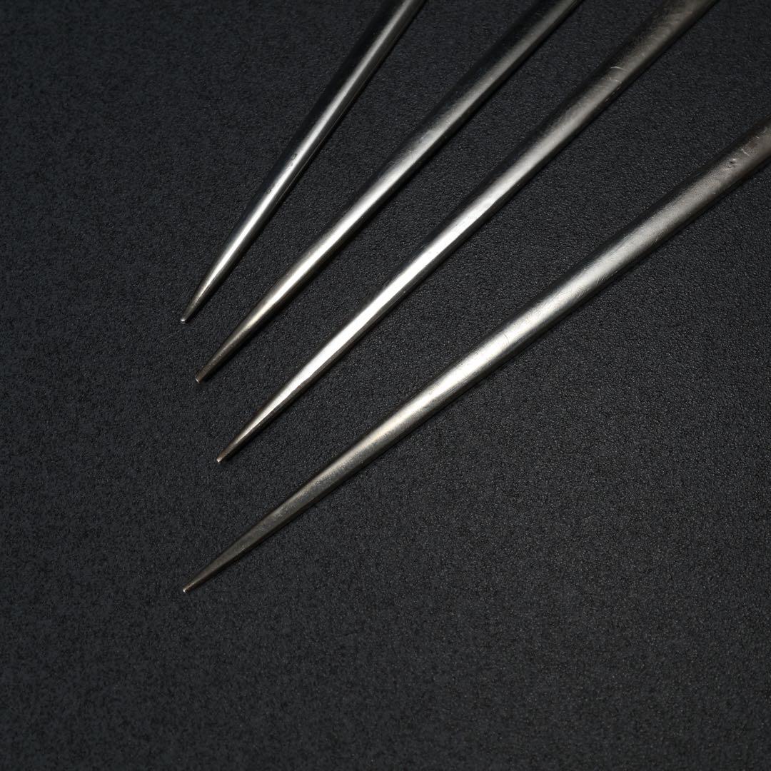 【茶道具】銀製　菓子切り4本　結び文様　ようじ　R1676お1