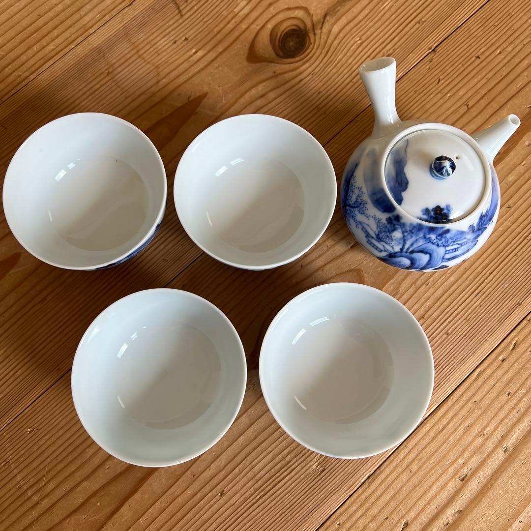 茶道具　平安竹泉　茶碗4客　急須