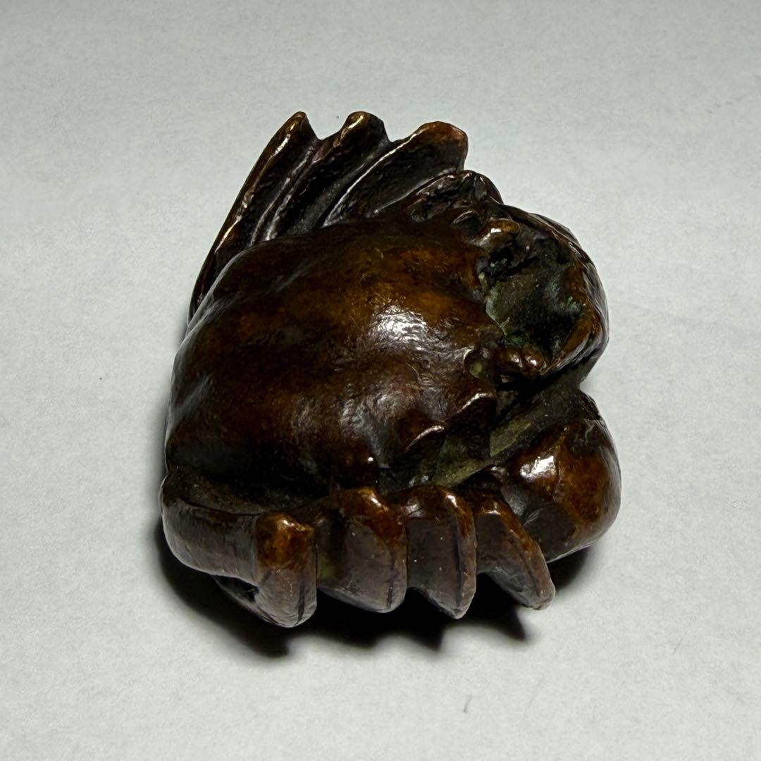 ◆古銅蟹置物 山銅 斗鎮 文鎮 紙抑え 書道具 古玩 文房四宝 江戸時代◆