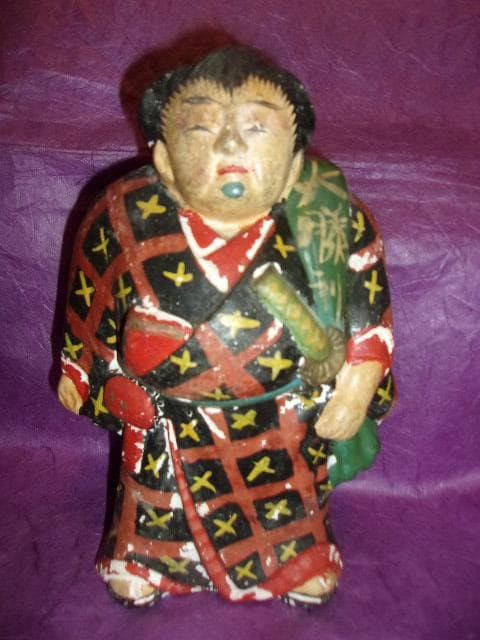 相撲人形２体「伏見人形(京都)＆葛畑人形(兵庫県)」郷土玩具