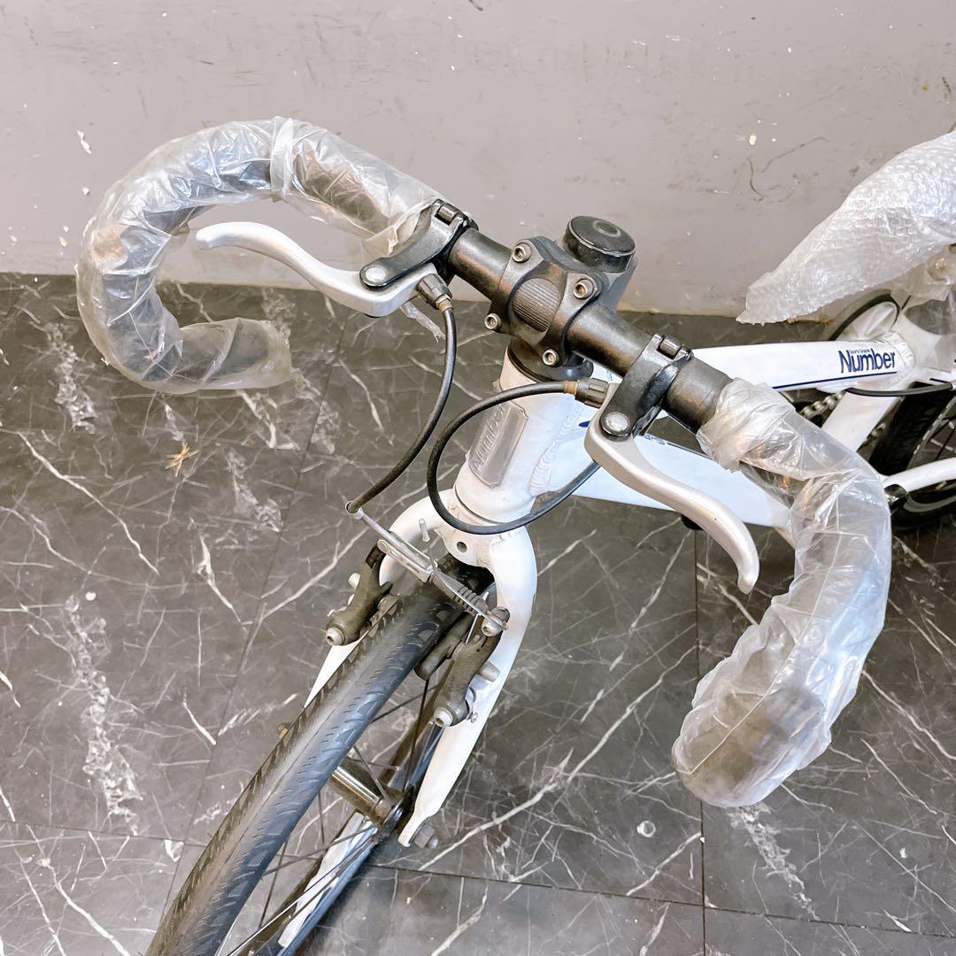 【922】ロードバイク風 子供車 Number ホワイト 補助輪付き