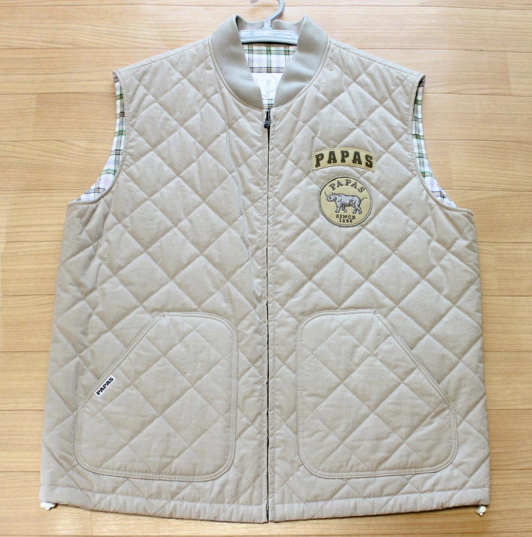 極美品/5万円』PAPAS パパス ベスト『リバーシブル中綿入りキルティング