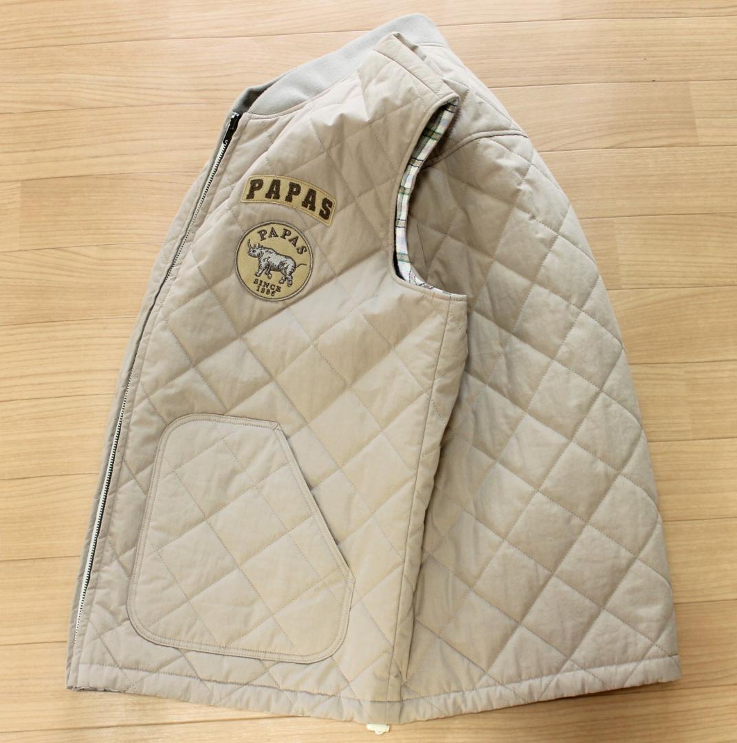 極美品/5万円』PAPAS パパス ベスト『リバーシブル中綿入りキルティング