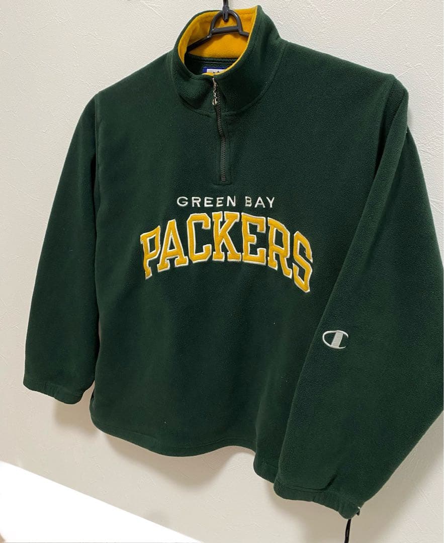 チャンピオン　90s　グリーンベイパッカーズ　フリース　ハーフジップ　デカロゴ