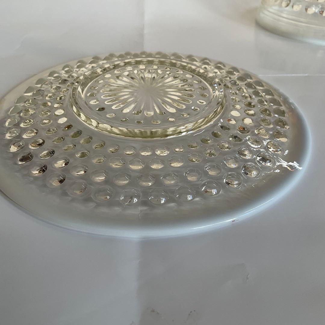 大正ロマン　ウランガラス紅茶水玉カップ&ソウーサ2組