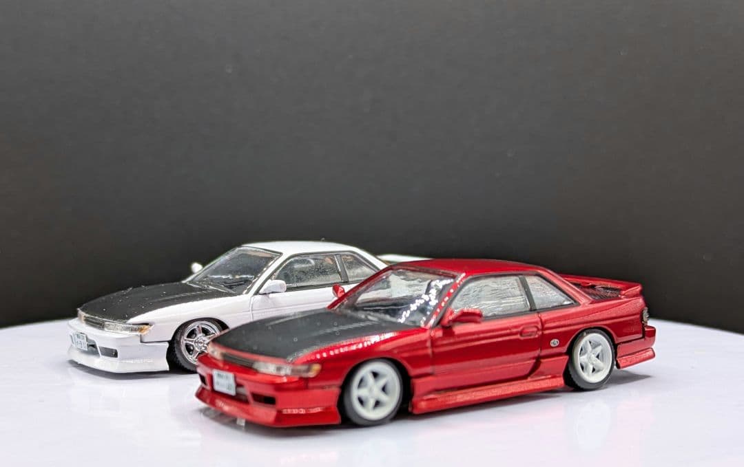 1/64 ニッサン シルビア S13 ミニカー フルエアロ仕様(2台セット)