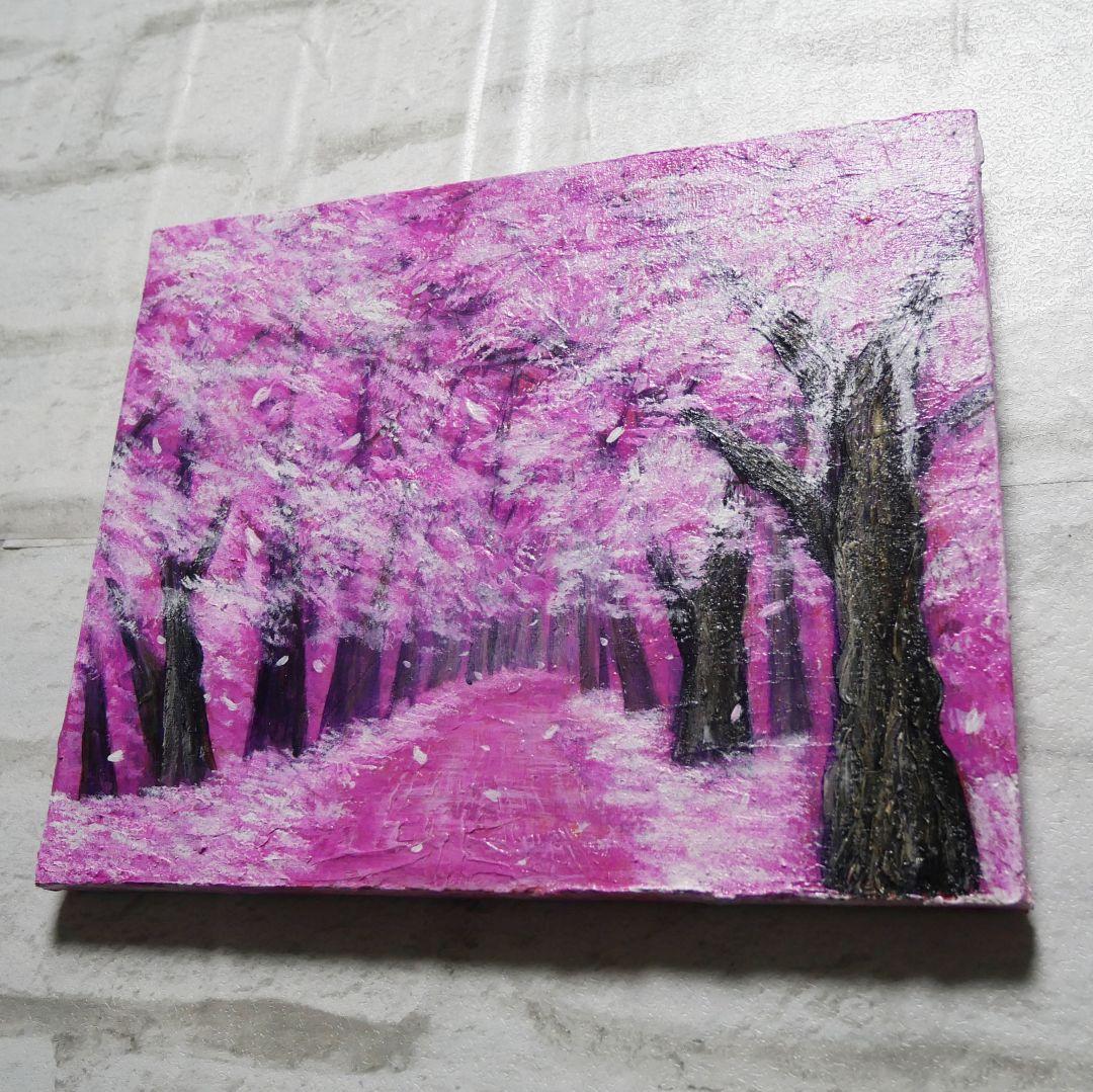 油絵 油彩 油彩画 絵画 絵【桃色の桜の道】